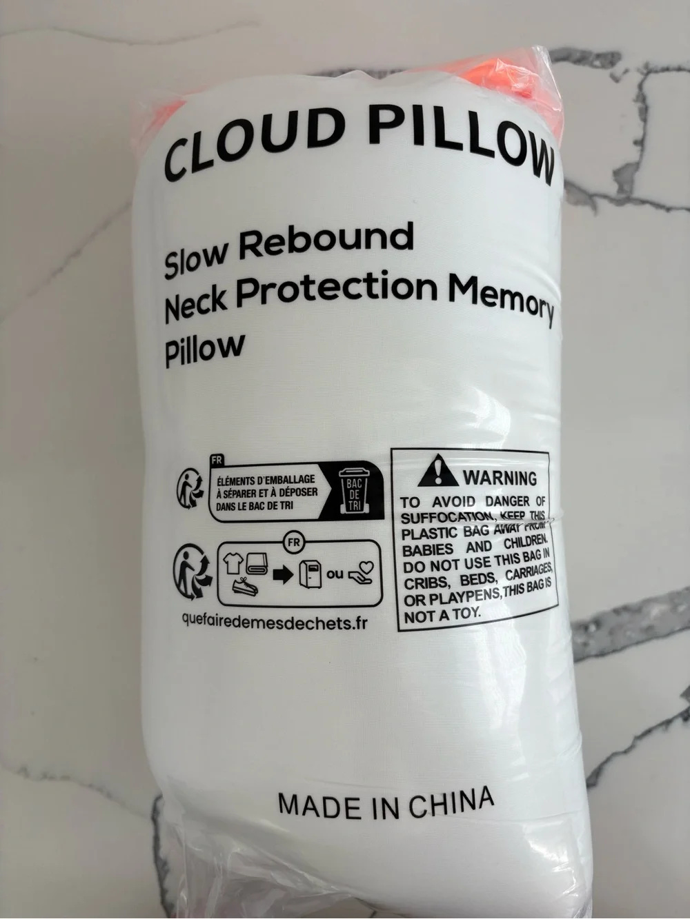 Mellow Sleep Contour Memory Foam Neck Cloud Pillow for Neck Support - White